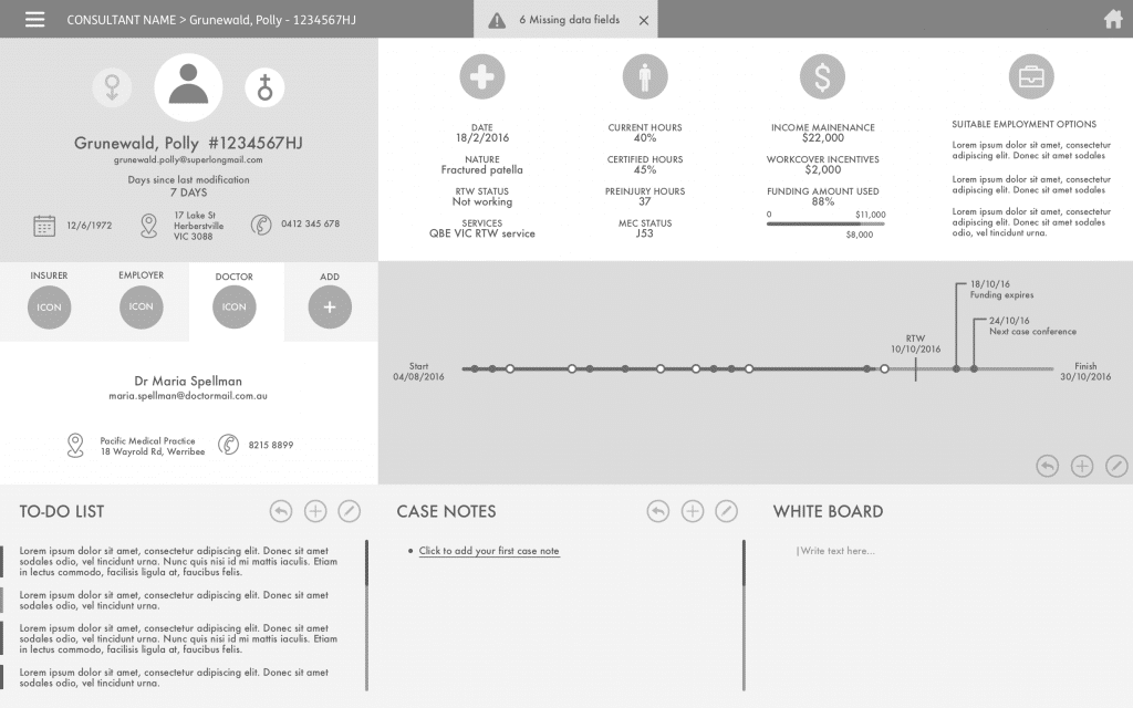 Dashboard Prototype design