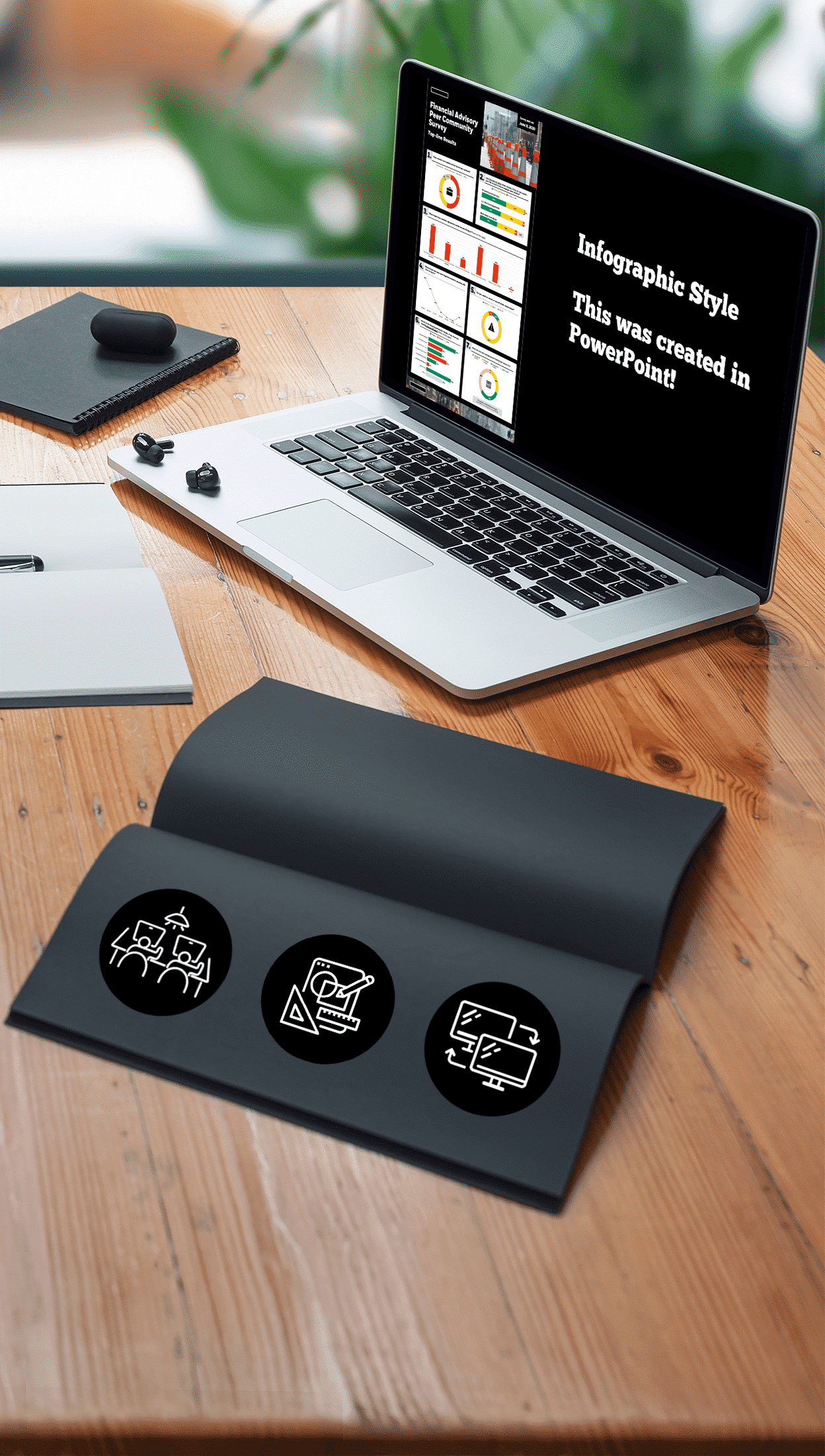 Image of computer and infographic from our data visualization training