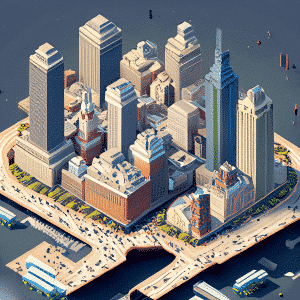 Cityscape illustration of Melbourne, Australia, host of a data visualisation conference in 2024