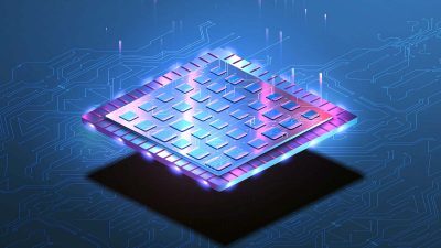 Visualization of a silicon chip design from San Francisco, California