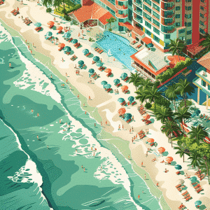 Isometric illustration of the location of a 2024 data visualization conference in Florida