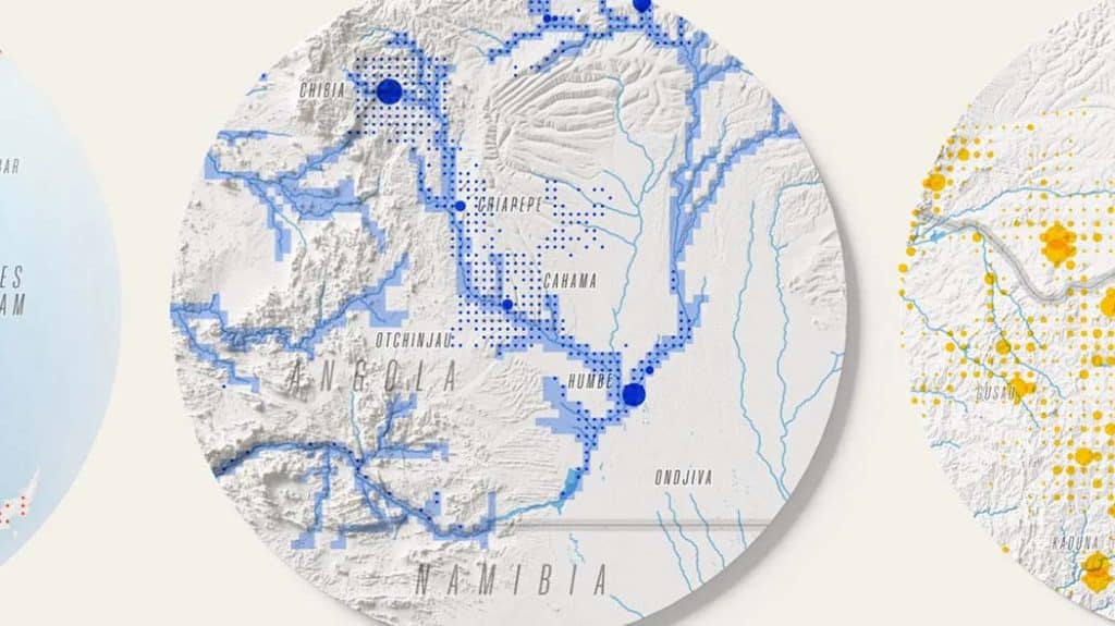 Digital mapping image, showing data of human migration