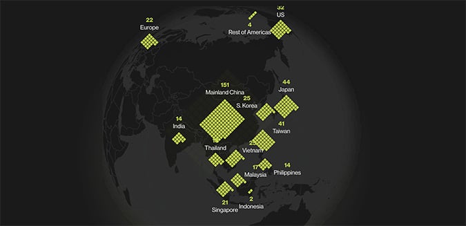Image of Asian supply chain for Apple, an example of great information visualization by Bloomberg