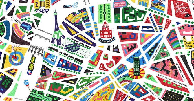 Illustration & map of Paris on Instgram