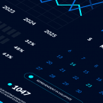 Image from data visualization consultant service showing a dashboard UI full of charts and graphs