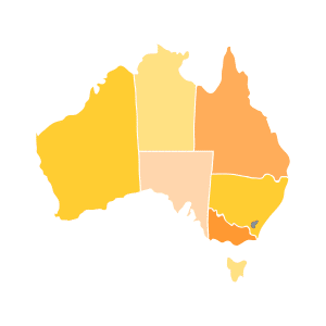 Choropleth map of Australia, a data visualisation chart type