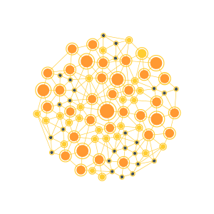 Example of a nodes and link diagram, a network type of visualization