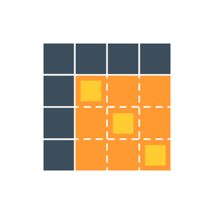 A matrix chart shown as a table of colored data