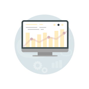 Icon showing a dashboard, a type of data visualization format