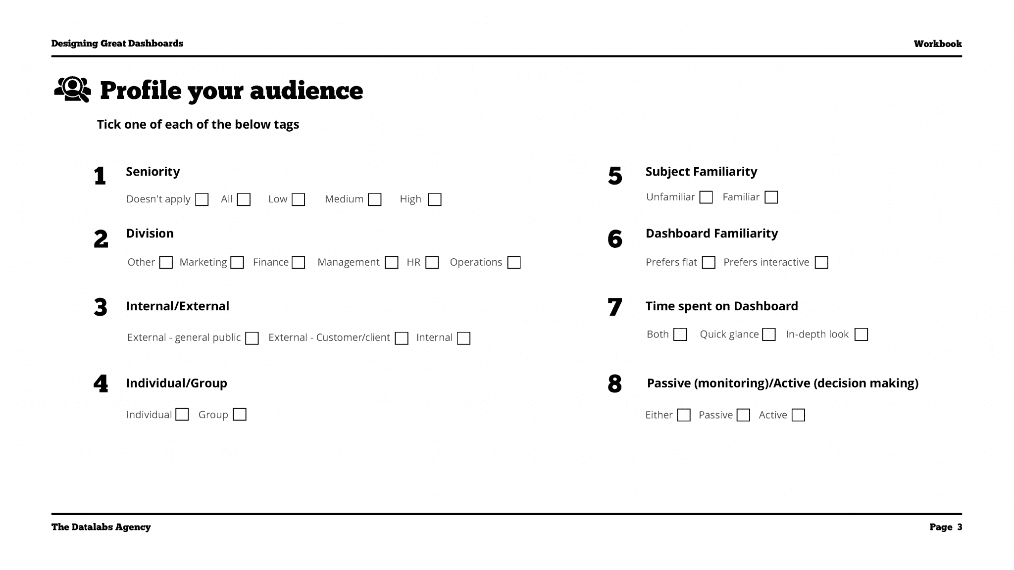 Workbook slide for dashboard course