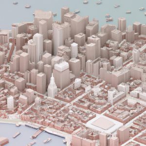 Isometric map illustration of the Boston downtown