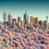 Melbourne, Australia's skyline as a blurry illustration