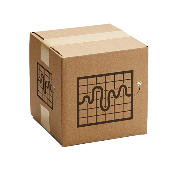 Box with a chart on it, visualizing the data analyst's toolkit's designs and templates product
