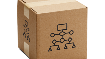Box with a diagram on it, visualizing the data analyst's toolkit product