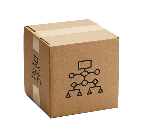 Box with a diagram on it, visualizing the data analyst's toolkit product