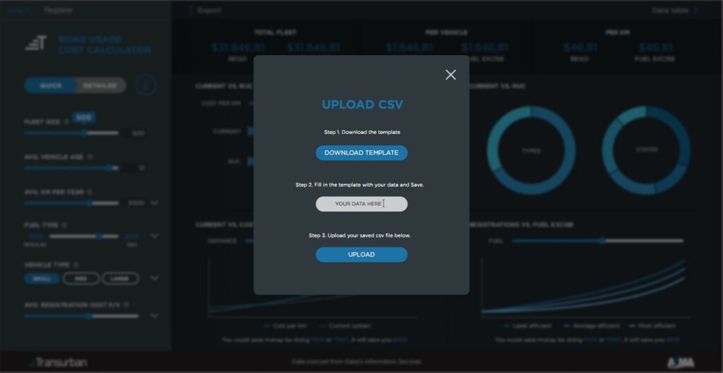 Transurban Calculator CSV Import CSV fleet import in the Transurban Road Usage Cost Calculator