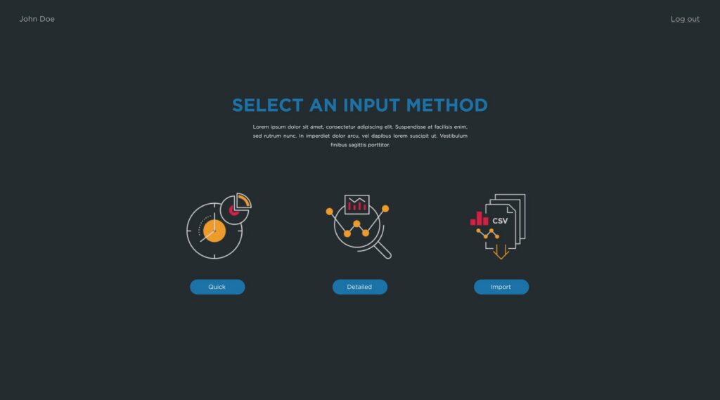 Transurban Calculator Input Methods Select an input method screen from the Transurban Road Usage Cost Calculator: quick, detailed, or CSV import